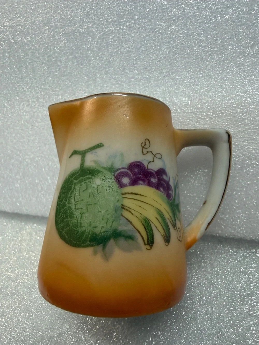 Vintage Miniature Porcelain Creamer Pitcher Set Fruit Design Japan
